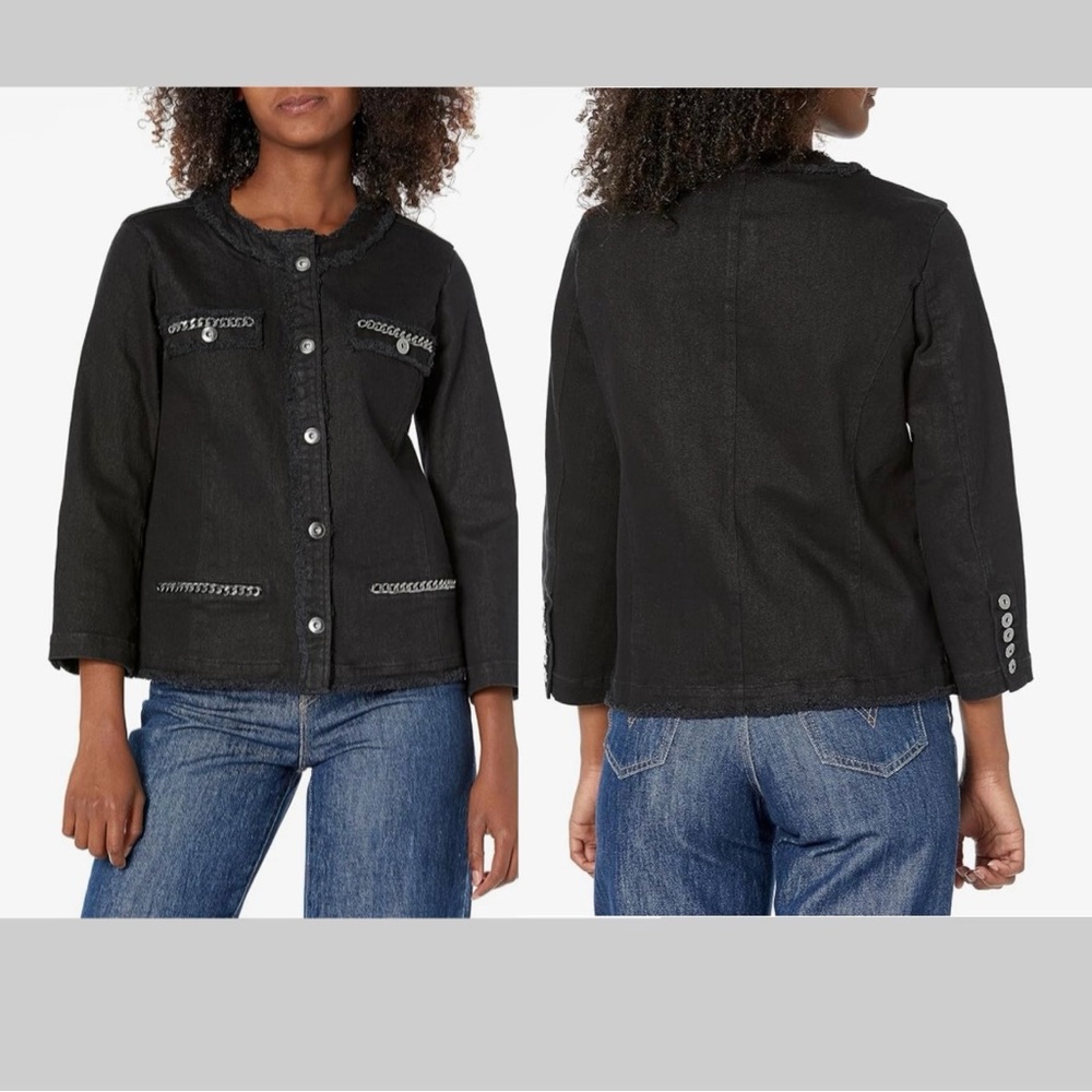 MULTIPLES Womens 3 Quarters Sleeve Button Front Jacket With Chain Size XS NWT A3